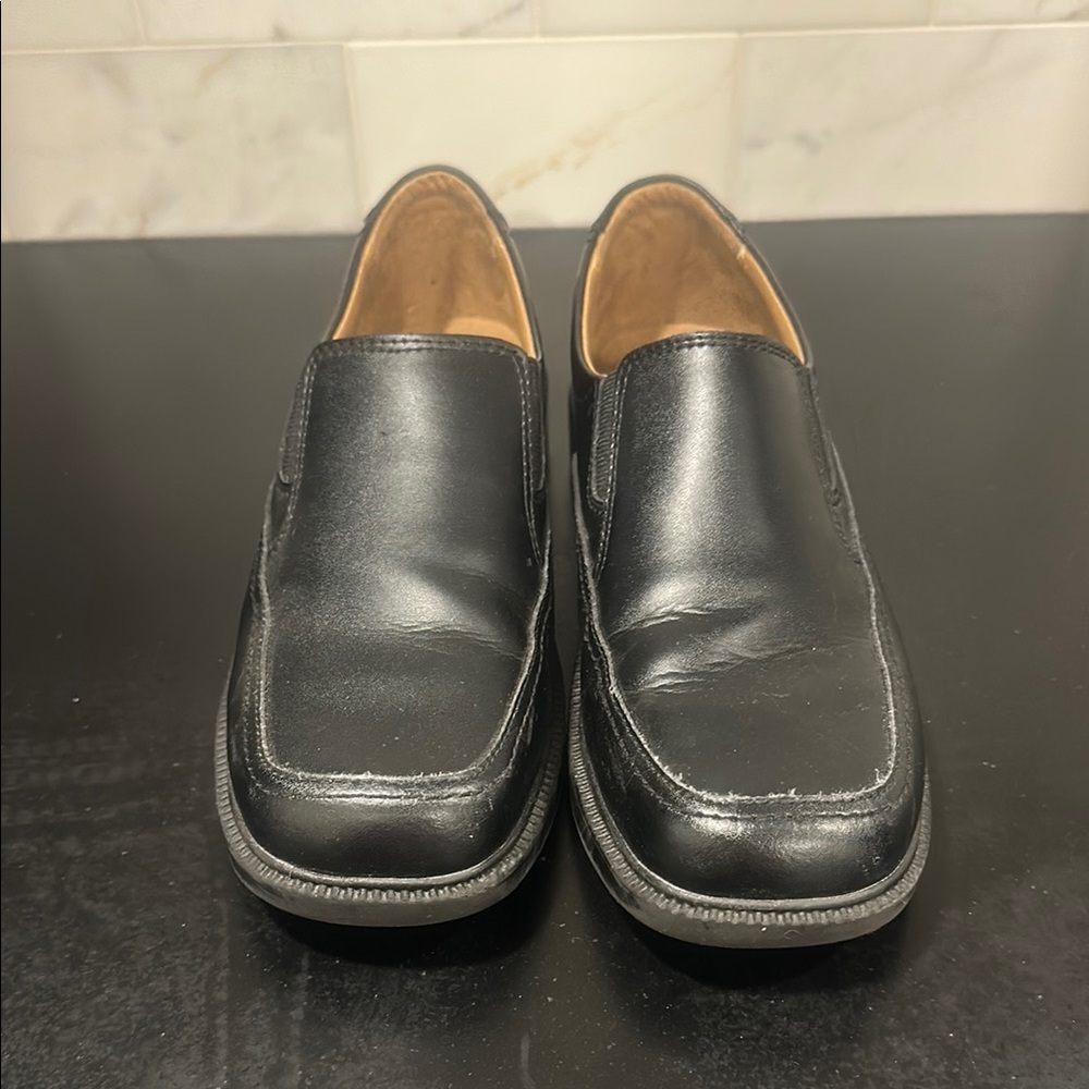 Florsheim Black Leather Dress Loafers Square-Toe Slip-On